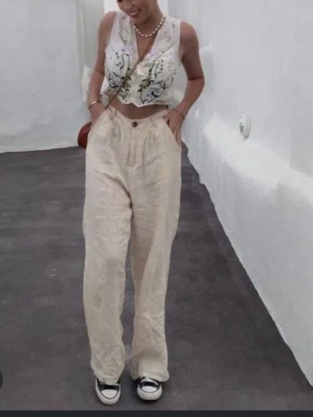 Vrg Grl Keeping Cool Linen Pleated Wide Leg Pants Au10 Us6